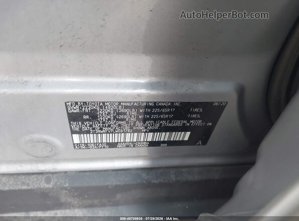 2T3RWRFV7LW091782 2020 TOYOTA RAV4 HYBRID Gray ძრავის განყოფილების ხედი