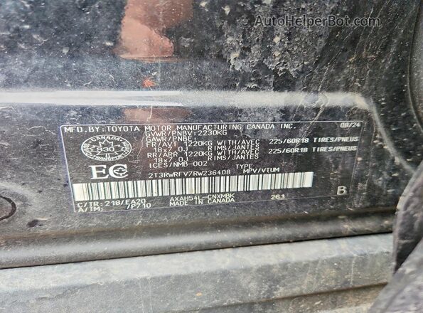 2T3RWRFV7RW236408 2024 TOYOTA RAV4 Black Панорамний вид салону 360°