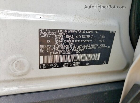 2T3RWRFV7SW269608 2025 TOYOTA RAV4 White Սալոնի 360 աստիճան տեսք