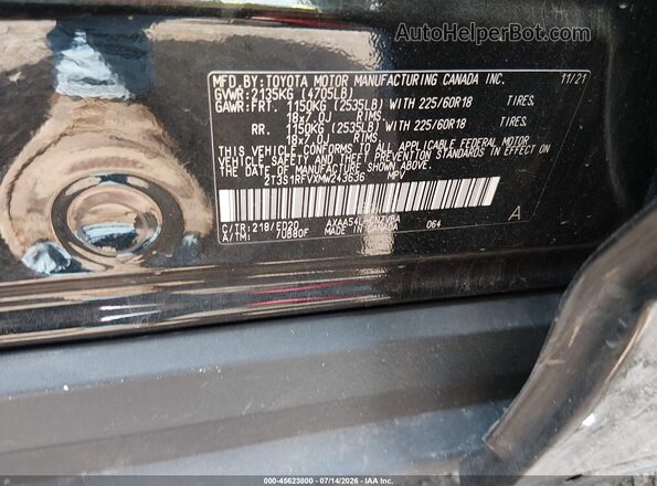 2T3S1RFVXMW243636 2021 TOYOTA RAV4 Black ძრავის განყოფილების ხედი