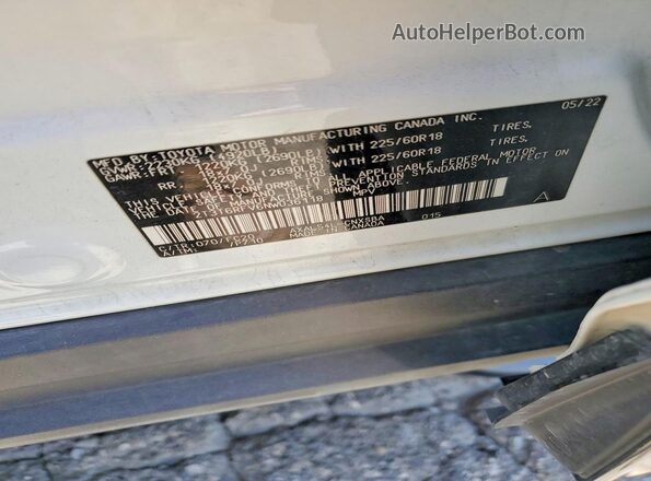 2T3T6RFV6NW036118 2022 TOYOTA RAV4 White სალონის 360-გრადუსიანი ხედი