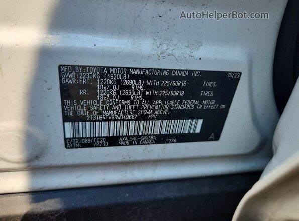 2T3T6RFV8RW049667 2024 TOYOTA RAV4 White VIN sticker view