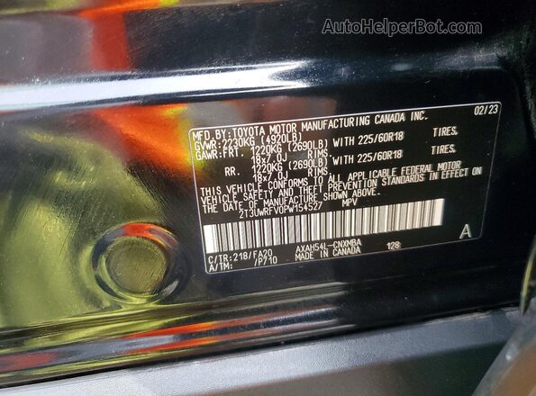 2T3UWRFV0PW154527 2023 TOYOTA RAV4 Black Вид наклейки з VIN-кодом