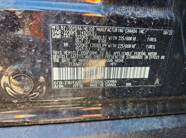 2T3UWRFV1PW183180 2023 TOYOTA RAV4 Black Vista del compartimento del motor