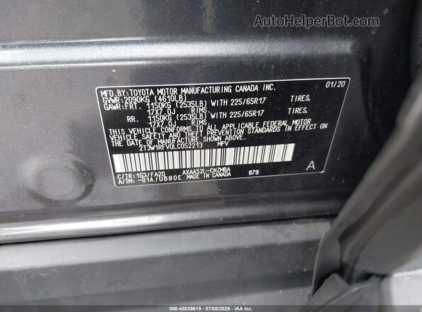 2T3W1RFV0LC052213 2020 TOYOTA RAV4 Серый Вид подкапотного пространства