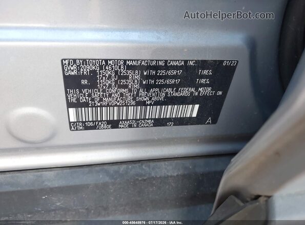 2T3W1RFV0PW251296 2023 TOYOTA RAV4 Серебряный Вид подкапотного пространства