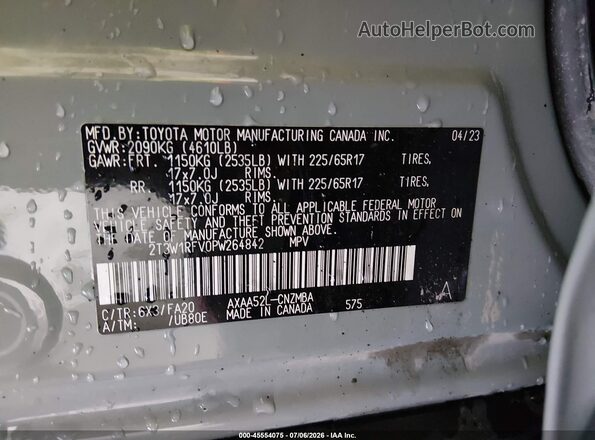2T3W1RFV0PW264842 2023 TOYOTA RAV4 Black Շարժիչի բաժամունքի տեսք