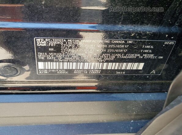 2T3W1RFV0SC320336 2025 TOYOTA RAV4 Черный Вид наклейки с VIN-кодом