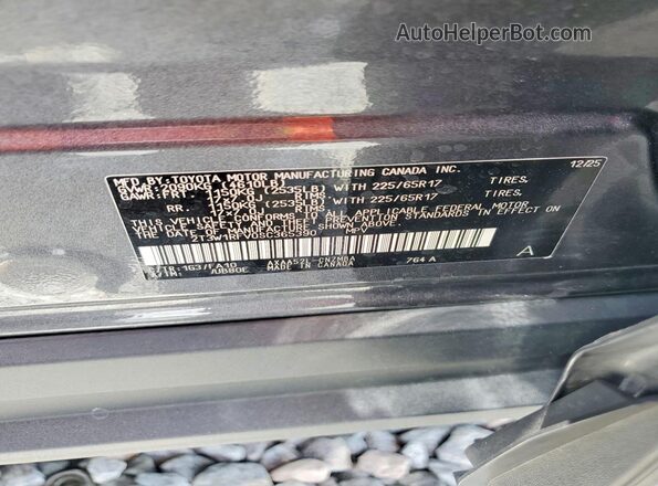 2T3W1RFV0SC365390 2025 TOYOTA RAV4 Gray VIN կոդի պիտակի տեսք