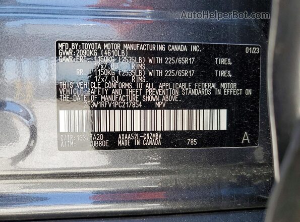 2T3W1RFV1PC217854 2023 TOYOTA RAV4 Gray Vista interior de 360 grados