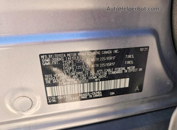 2T3W1RFV2MC165033 2021 TOYOTA RAV4 Серебряный Вид подкапотного пространства