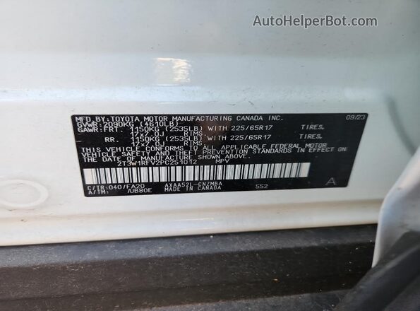 2T3W1RFV2PC251012 2023 TOYOTA RAV4 White Widok wnętrza 360 stopni