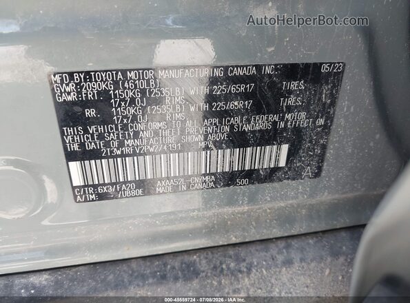 2T3W1RFV2PW274191 2023 TOYOTA RAV4 Gray Widok komory silnika