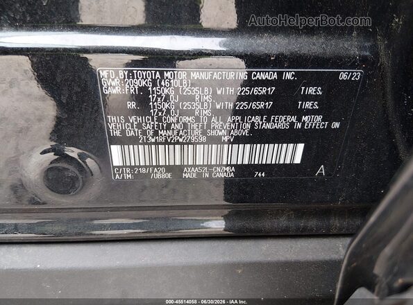 2T3W1RFV2PW279598 2023 TOYOTA RAV4 Black Вид підкапотного простору
