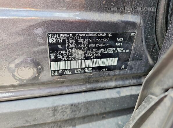 2T3W1RFV2SC354987 2025 TOYOTA RAV4 Gray Vista del compartimento del motor
