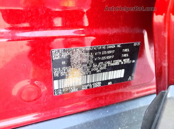 2T3W1RFV2SW383212 2025 TOYOTA RAV4 Красный Вид наклейки с VIN-кодом