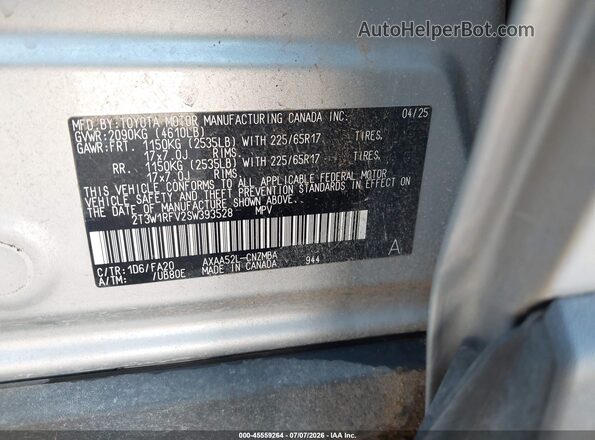 2T3W1RFV2SW393528 2025 TOYOTA RAV4 Silver Вид підкапотного простору