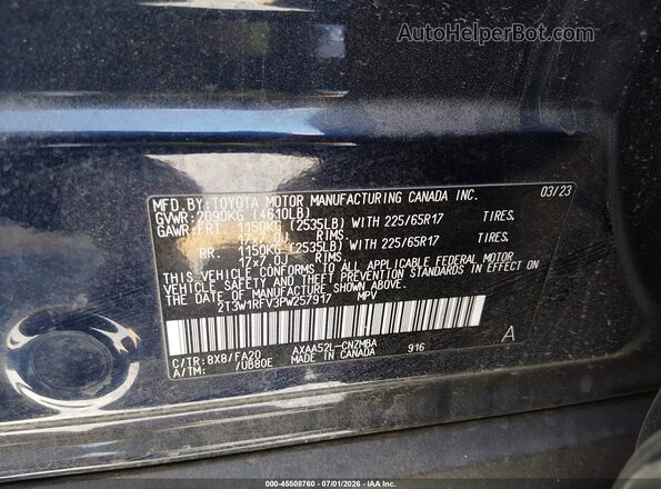 2T3W1RFV3PW257917 2023 TOYOTA RAV4 Blue ძრავის განყოფილების ხედი