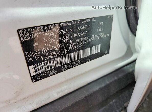2T3W1RFV3RW361987 2024 TOYOTA RAV4 White Vista del compartimento del motor