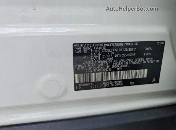 2T3W1RFV4MC108235 2021 TOYOTA RAV4 White Widok naklejki z numerem VIN