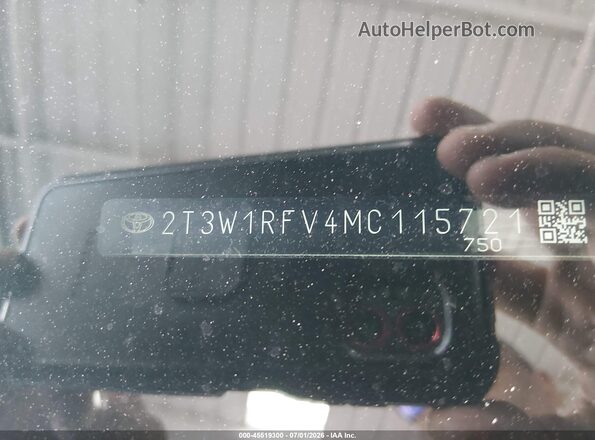 2T3W1RFV4MC115721 2021 TOYOTA RAV4 Gray Vista del compartimento del motor
