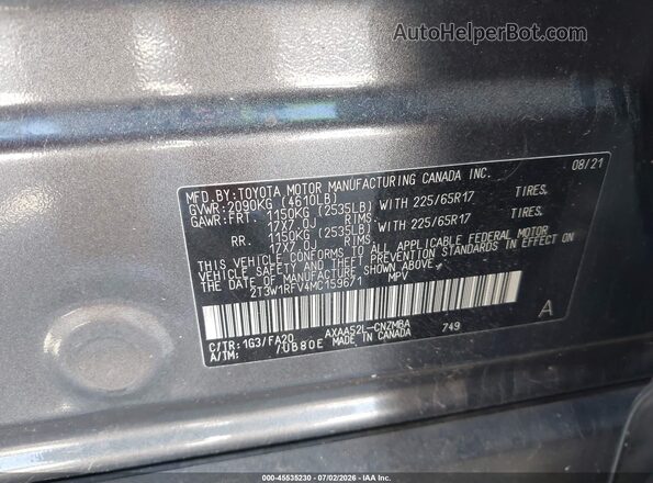 2T3W1RFV4MC159671 2021 TOYOTA RAV4 Gray Engine compartment view