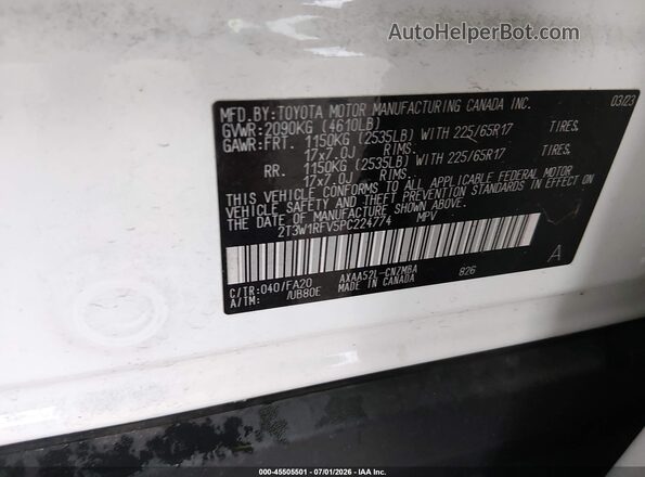 2T3W1RFV5PC224774 2023 TOYOTA RAV4 White Engine compartment view