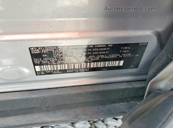 2T3W1RFV5PC224855 2023 TOYOTA RAV4 Серебряный Вид наклейки с VIN-кодом