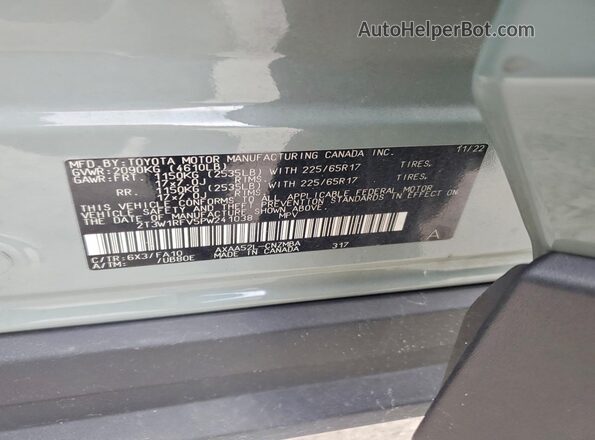2T3W1RFV5PW241038 2023 TOYOTA RAV4 Серый Вид наклейки с VIN-кодом