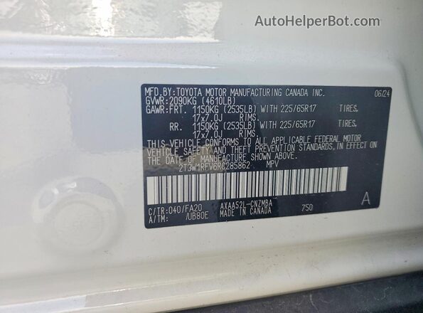 2T3W1RFV6RC285862 2024 TOYOTA RAV4 White VIN sticker view