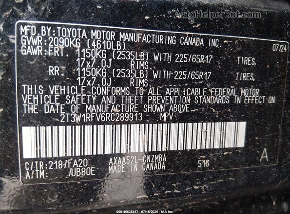 2T3W1RFV6RC289913 2024 TOYOTA RAV4 Black Widok komory silnika
