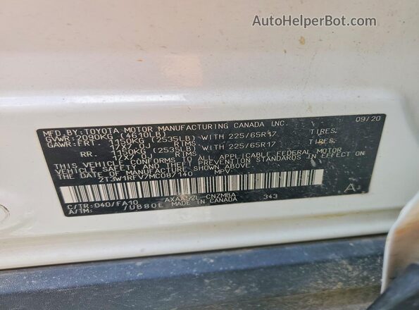 2T3W1RFV7MC087140 2021 TOYOTA RAV4 White Widok komory silnika