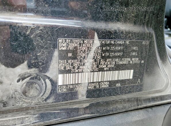 2T3W1RFV7PW267592 2023 TOYOTA RAV4 Black Панорамний вид салону 360°