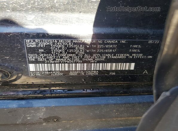 2T3W1RFV7PW267799 2023 TOYOTA RAV4 Black Widok naklejki z numerem VIN