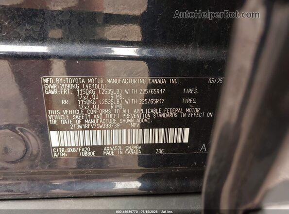 2T3W1RFV7SW398739 2025 TOYOTA RAV4 Blue Вид підкапотного простору