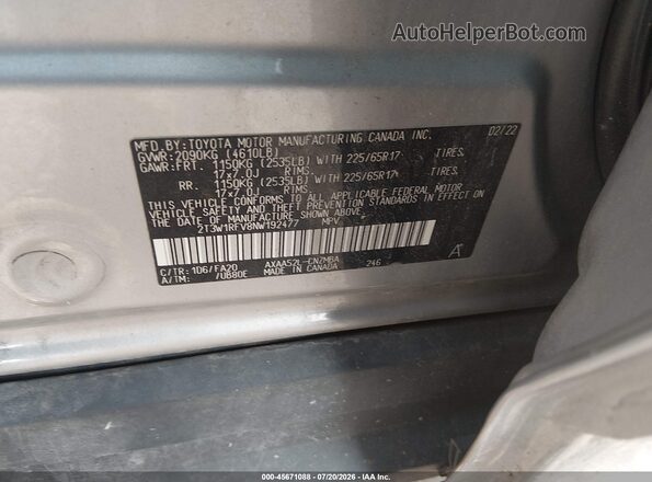 2T3W1RFV8NW192477 2022 TOYOTA RAV4 Gray ძრავის განყოფილების ხედი