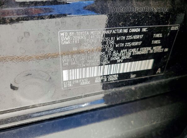 2T3W1RFV8SC318804 2025 TOYOTA RAV4 Black VIN კოდის სტიკერის ხედი