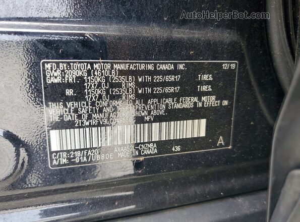 2T3W1RFV9LC048550 2020 TOYOTA RAV4 Black Вид наклейки з VIN-кодом