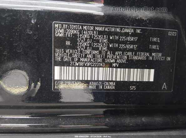 2T3W1RFV9PC223143 2023 TOYOTA RAV4 Black ძრავის განყოფილების ხედი