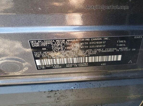 2T3W1RFV9PC224938 2023 TOYOTA RAV4 Gray Vista de la etiqueta del VIN