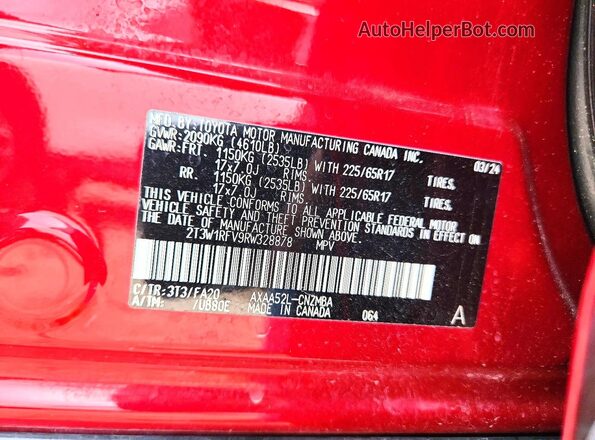 2T3W1RFV9RW328878 2024 TOYOTA RAV4 Red Widok wnętrza 360 stopni