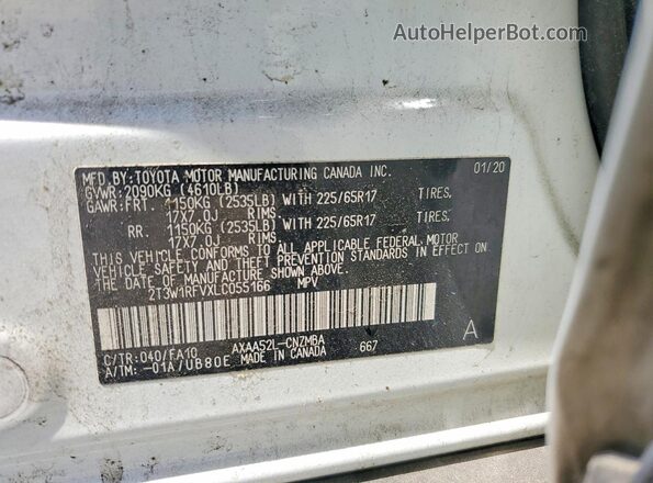 2T3W1RFVXLC055166 2020 TOYOTA RAV4 White Vista interior de 360 grados