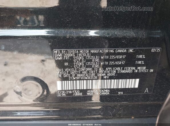2T3W1RFVXSW383538 2025 TOYOTA RAV4 Black Vista del compartimento del motor