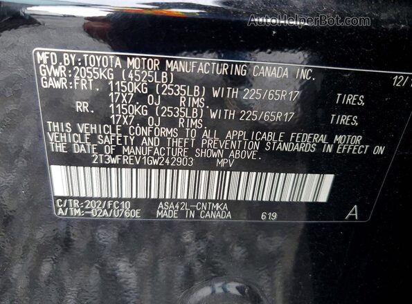 2T3WFREV1GW242903 2016 TOYOTA RAV4 Black Սալոնի 360 աստիճան տեսք