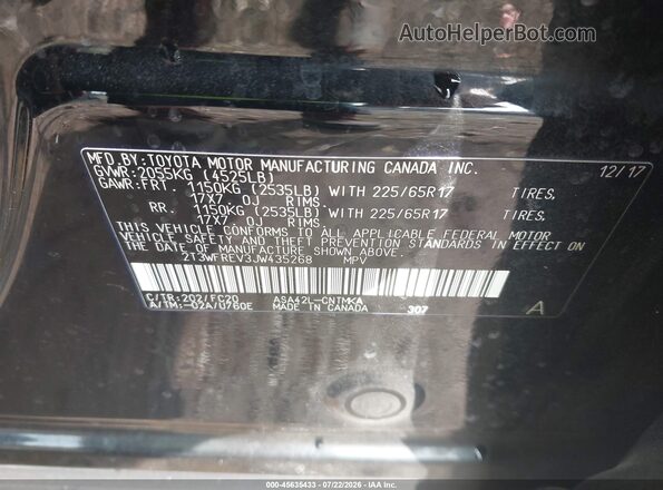2T3WFREV3JW435268 2018 TOYOTA RAV4 Black ძრავის განყოფილების ხედი