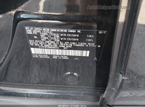 2T3YFREV0HW386243 2017 TOYOTA RAV4 Black ძრავის განყოფილების ხედი