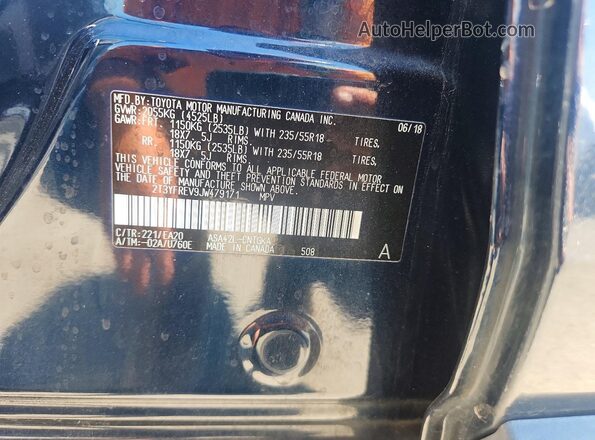 2T3YFREV9JW479171 2018 TOYOTA RAV4 Синий Вид наклейки с VIN-кодом