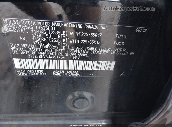 2T3ZFREV3JW494754 2018 TOYOTA RAV4 Black Widok komory silnika