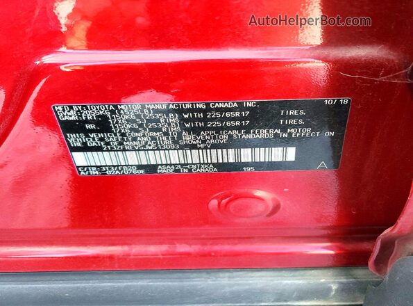 2T3ZFREV5JW513093 2018 TOYOTA RAV4 Red Շարժիչի բաժամունքի տեսք