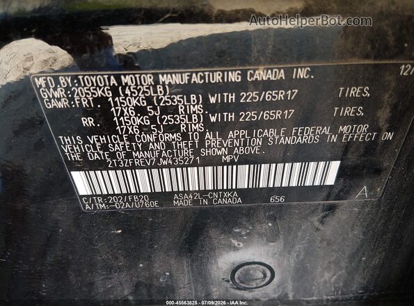 2T3ZFREV7JW435271 2018 TOYOTA RAV4 Black Widok komory silnika